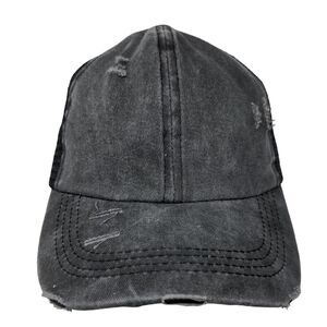 Unbranded Women's Strapback Mesh Back Hat Gray Adjustable Blank Ponytail Hole